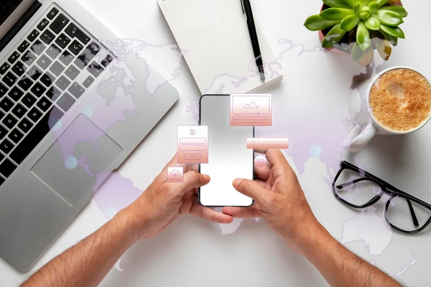 Иллюстрация пользовательского опыта и дизайна интерфейса на смартфоне